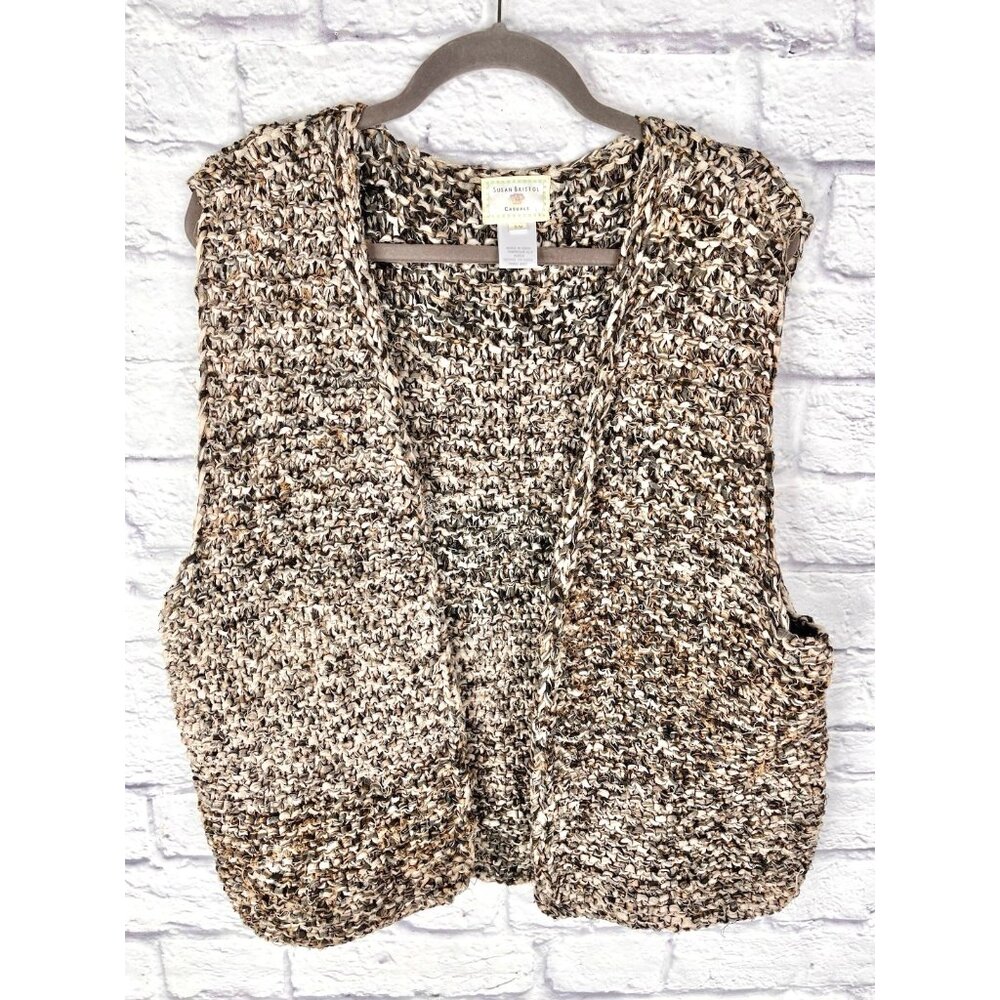 SUSAN BRISTOL Women's Black Summer Staples Mixed Weave Vest NWT S/M
